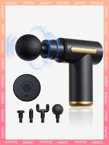 JMMO 大功率肌肉放松器 - 可充电深层组织按摩枪，配有 4 个按摩头，可全身放松，终极肌肉恢复工具，塑料家庭级，USB 充电