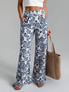 EURMUSE FIT ID 腰部收紧长款 AL 树叶印花裤 - 彩色 - 查看 1