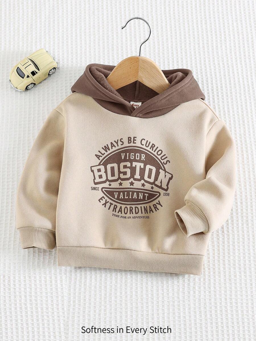 Cozy Pixies Sudadera con estampado de letras y contraste de colores para niño bebé, para otoño/invierno - Multicolor - Ver 1
