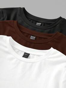 SHEIN EZwear 3pcs/Set Women Crew Neck Long Sleeve Solid Color Slim Fit Long T-Shirt Suit, Suitable For Spring, Autumn And Winter Autumn And Winter