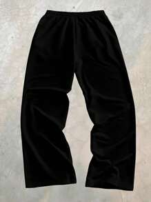 Manfinity EMRG Calça de moletom masculina moderna, casual, estilo jovem, estilo urbano, com letras bordadas e estampa de estrelas, com estampa digital, adequada para encontros, reuniões, combinação de casais, ótimo presente para namorado, estilo emo, anos 2000 - Preto - Ver 4