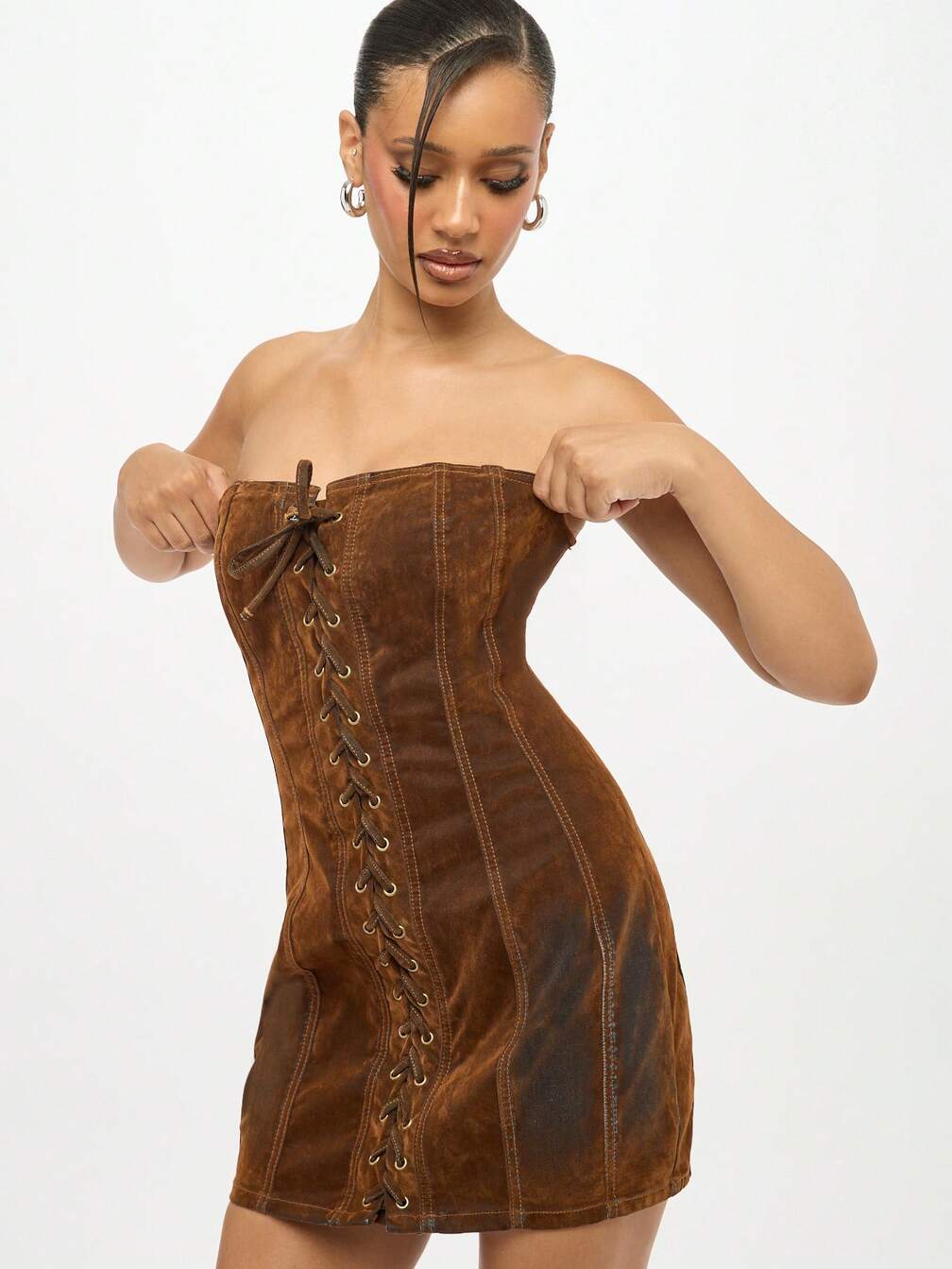 corset club dress FDGIU 2025 Women's Corset Mini Dress - Sexy Ruched Spaghetti Straps for Club  & Night Out