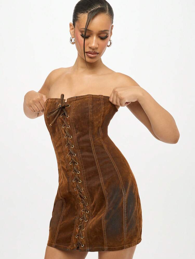 SUMWON WOMEN Mini abito stile corsetto con dettaglio di allacciatura frontale