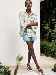 Maija Áo kiểu nữ casual in họa tiết rỗng thêu toàn thân, áo đi nghỉ mát, áo đi biển, áo nữ đi chơi, áo sơ mi cài nút, áo nữ dễ thương, áo nữ hài hước, áo nữ dễ thương, áo nữ Kawaii, áo đi nghỉ mát, áo nữ đi chơi, áo sơ mi cài nút, áo nữ phong cách Boho, áo nữ phong cách Bohemian. - màu xanh lá - Xem 6