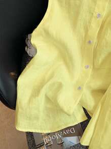 GlowEve Bộ 2 áo không tay thêu họa tiết du lịch thường ngày dành cho nữ + quần short - Màu vàng - Xem 3