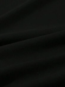 SHEIN 男士简约时尚创意卡通可爱水豚图案印花休闲基本款圆领短袖T恤 - 黑色 - 查看 5