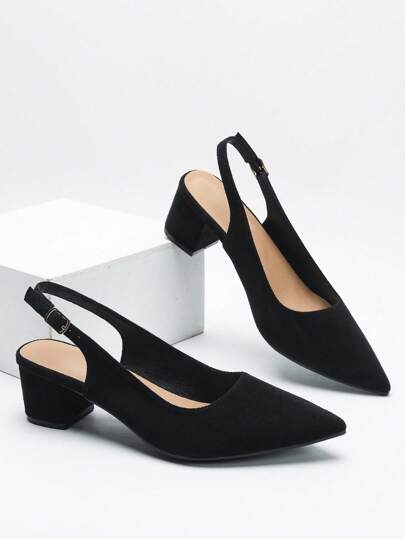 CUCCOO CURVES Wide Fit Women's Peep Toe Chunky Heel Backless Elegant Black High Heels, Fashionable For Party For Christmas