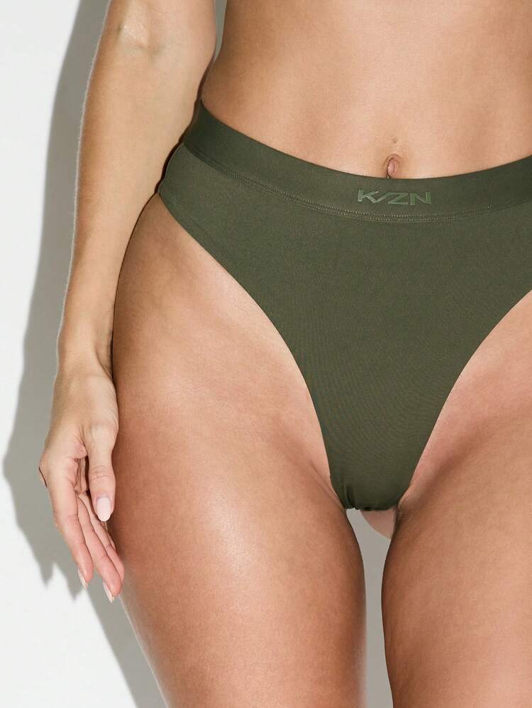 KIZN Bralette And High Cut Thong With Elastic Band