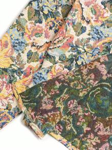 Manfinity CasualCool Men's Casual Jacquard Floral Woven Fabric Long Sleeve Shacket, Button Up, Boho , Fall - Multicolor - View 7