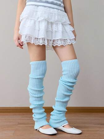 Grunge Punk 1 par de calentadores de piernas extra largos de 90 cm de estilo gótico para mujer, de unicolor con rayas verticales, aptos para todas las estaciones