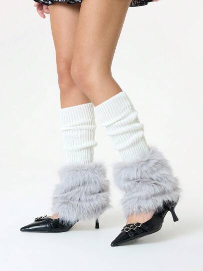 Goth 1 Pair Fashionable Y2K Furry Leg Warmers