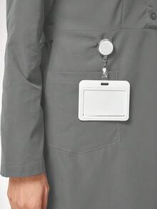 TaskEZ Scrub Uniform Set, Long Sleeve Top And Pants, Solid Color - Grey - View 7
