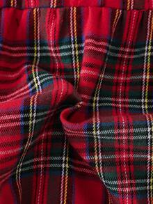 Souflis Souflis 女婴优雅甜美外套格子连体衣套装，秋冬装 - 紅色 - 查看 5