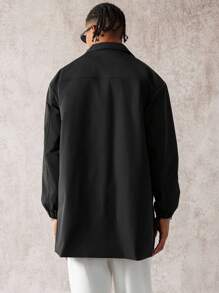 Manfinity Homme Cortavientos de hombre de media longitud con estampado de letras - Negro - Ver 2