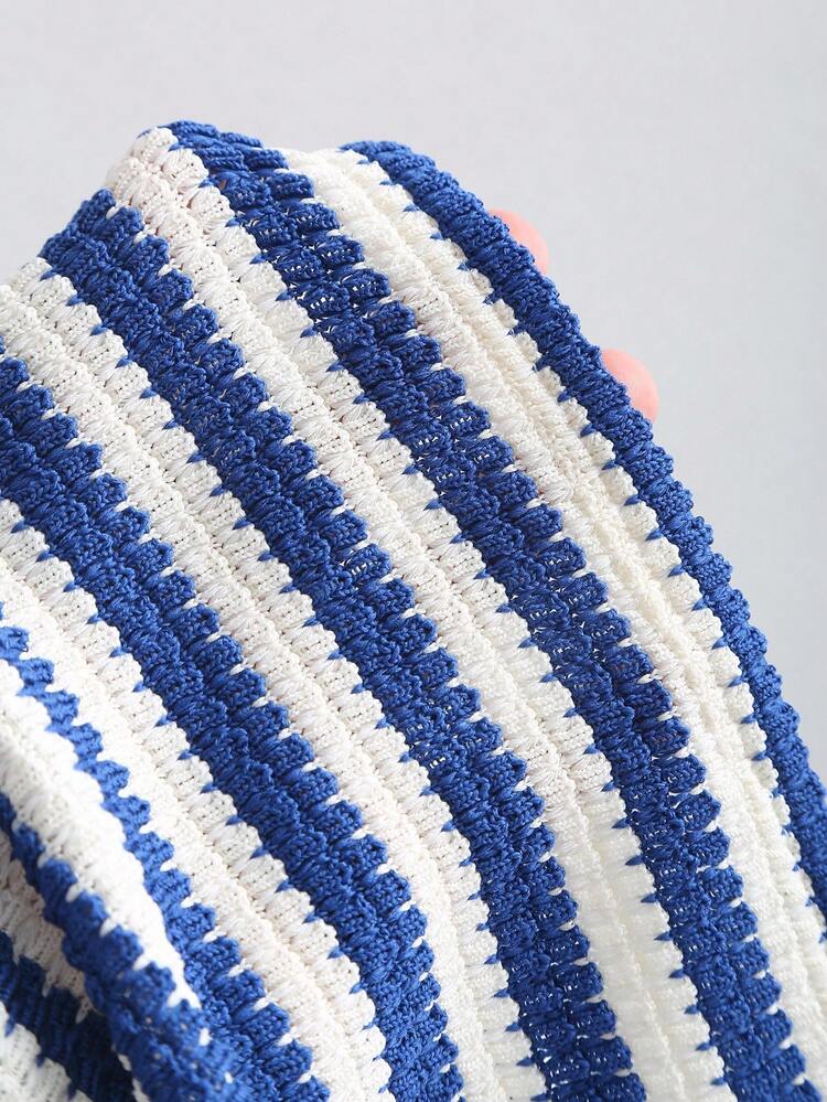 Sweetra Women's Contrast Striped Backless Knit Tube Top Bodycon Mini Dress, Fitted Waist, Summer - Multicolor - View 6