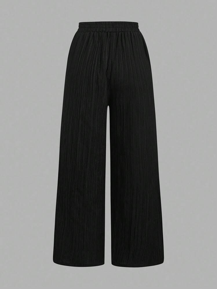 SHEIN Essnce 3pcs Set Black & White Striped Nautical Style Women Casual Waist Tie Pants With Pockets, Straight Leg, Suitable For Summer Vacation Fall Clothes Winter Clothes - Multicolor - View 9