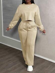 Slaydiva 春夏新款 音乐节, 复活节, 纳什维尔, 生日派对, 毕业季, 学生装, 日常休闲, 百搭百搭, 休闲, 度假, 邮轮旅行, 海滩, 日光浴, 休闲街头风, 雪花印花, 宽松运动装, 两件套/休闲两件套 - 杏色 - 查看 4