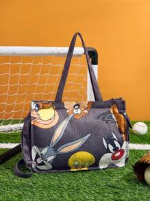 LOONEY TUNES X SHEIN 女士可爱卡通动物图案时尚通勤单肩包 - 深灰色 - 查看 2