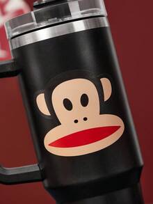 Paul Frank X SHEIN 1200ml / 40oz Stainless Steel , Keep Cold Water Bottle, With Straw, Suitable For Hot Water And Cold Drink - Black - View 7