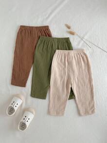 Loomiva 男婴拼色蝴蝶结装饰松紧腰休闲裤三件套 - 彩色 - 查看 2
