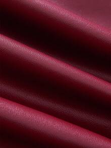 Siren Gaze 秋季必备！女士勃艮第酒红色PU套装 - 前扣式露背上衣和迷你裙，街头风格与职场魅力的完美结合 | 非常适合返校季、职场装、演唱会装、早午餐和夜间外出 | 2025新品，性感休闲，秋季约会、度假和日常必备单品 - 酒紅色 - 查看 10