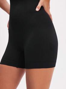 Eassivo Women's Black Colour Seamless Workout Jumpsuit, Workout Bodysuit, V Back Workout Jumpsuit, Seamless Sports Bodysuit