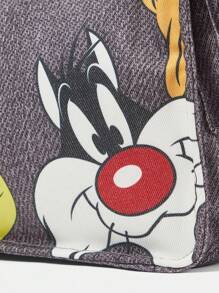 LOONEY TUNES X SHEIN 女士可爱卡通动物图案时尚通勤单肩包 - 深灰色 - 查看 7