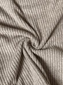 SHEIN 休闲宽松纯色舒适百搭长袖哺乳上衣 - 卡其色 - 查看 6