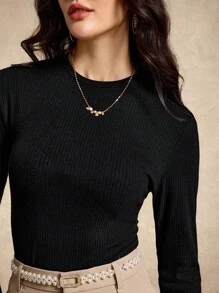 House of One Casual Textured Knitted Autumn Casual Top