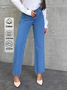 RueChic WOMEN STRAIGHT LOW WAIST JEANS - Medium Wash - View 1