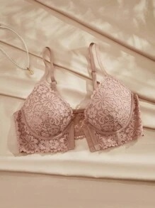 Charlaine Áo ngực ren gợi cảm cài trước, nâng đỡ, có gọng cho ngực nhỏ, chống chảy xệ - Lạc đà - Xem 7