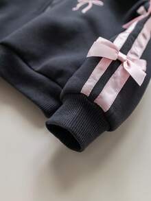 SHEIN Babygirl Cute Versatile Grey Bow Collar Sweatshirt Set, Autumn/Winter Autumn And Winter Two Piece Suit Toddler Girl Two Piece Sets Toddler Girl Tracksuit Girls Two Piece Set Girl Clothes Sets Fall