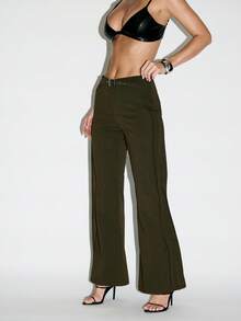 KIZN 阔腿工装裤高腰修身阔腿裤腰带扣细节时尚晚装秋冬秋季派对场合时尚宣言