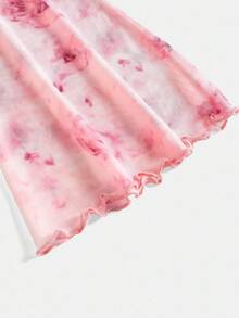 Girlism Teen Girls' Knitted French Ditsy Floral Square Collar Flare Sleeve Fitted Flare Dress, Elegant Fairy Dress, Princess Dress, Rose Print, Birthday Dress, Spring/Autumn Pink Dress Rose Print Dress Dress With Sleeves Floral Dress Pink Floral Dress Fall Winter - Pink - View 6