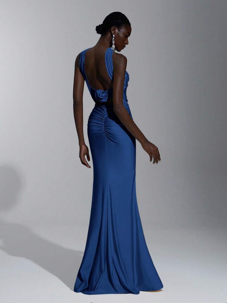 Elitara Elegante, romántico, sexy, minimalista, de punto, elástico, sin tirantes, sin espalda, ajustado, de moda, estilo influyente, adecuado para vacaciones, fiestas de cumpleaños, bodas, vestidos de dama de honor - Azul Marino - Añade 2