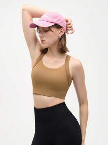 Gameset SHEIN Sport 图案印花运动吊带上衣 运动吊带上衣 - 咖啡棕 - 查看 4