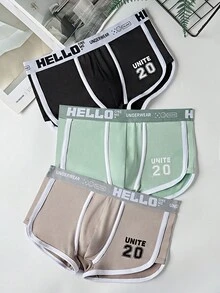 SHEIN 6pcs/Pack Men's Letter Print Contrast Trim Boxer Briefs Multipack Underwear - Multicolor - View 5
