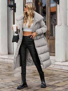 EURMUSE Women's Belted Padded Jacket - Grey - View 3