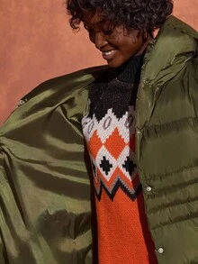 Bóhologie Women Solid Color Belted Detailed Long Winter Coats Long Padded Coat Women - Khaki - View 6