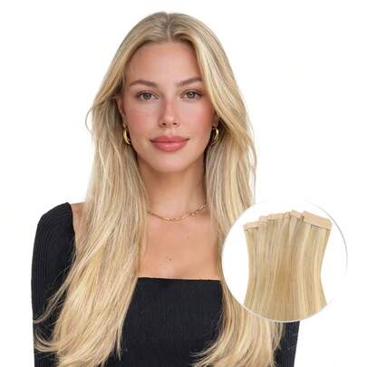 9AM Hair 20PCS Straight Tape In 100% Human Hair Extensions 14-24inches 50G/Pack For Salon Natural High Quality Real Remy Human Hair Silky Seamless Invisible PU Tape In Hair Extensions Winter Christmas Halloween Costumes Autumn Outfits Women Fall Outfits