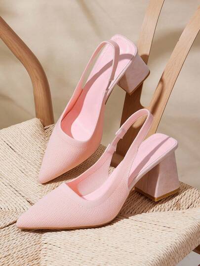 CUCCOO BASICS Zapatos de tacón grueso con punta puntiaguda y correa de tela para mujer, PU, adecuados para citas, fiestas y vacaciones