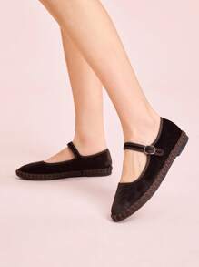 CUCCOO DOLLMOD أحذية ماري جين مسطحة من الفيلفت الكلاسيكية الأنيقة والمريحة باللون البني الداكن للنساء - بني - مشاهدة 8