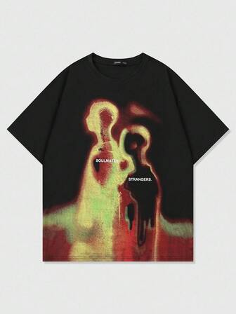 Street Life T-shirt à manches courtes avec impression de silhouette thermique de figure de rue vintage pour hommes, style été années 2000