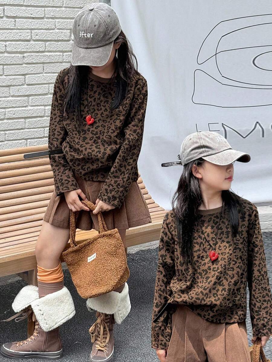 Dazy Kids 青少年女孩T恤，秋装 - 棕色 - 查看 1