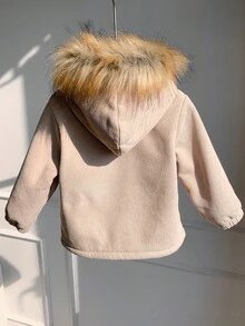 SHEIN Unisex Baby Casual Thermal Lined Hooded Long Jacket, Suitable For Autumn And Winter Fall - Multicolor - View 3