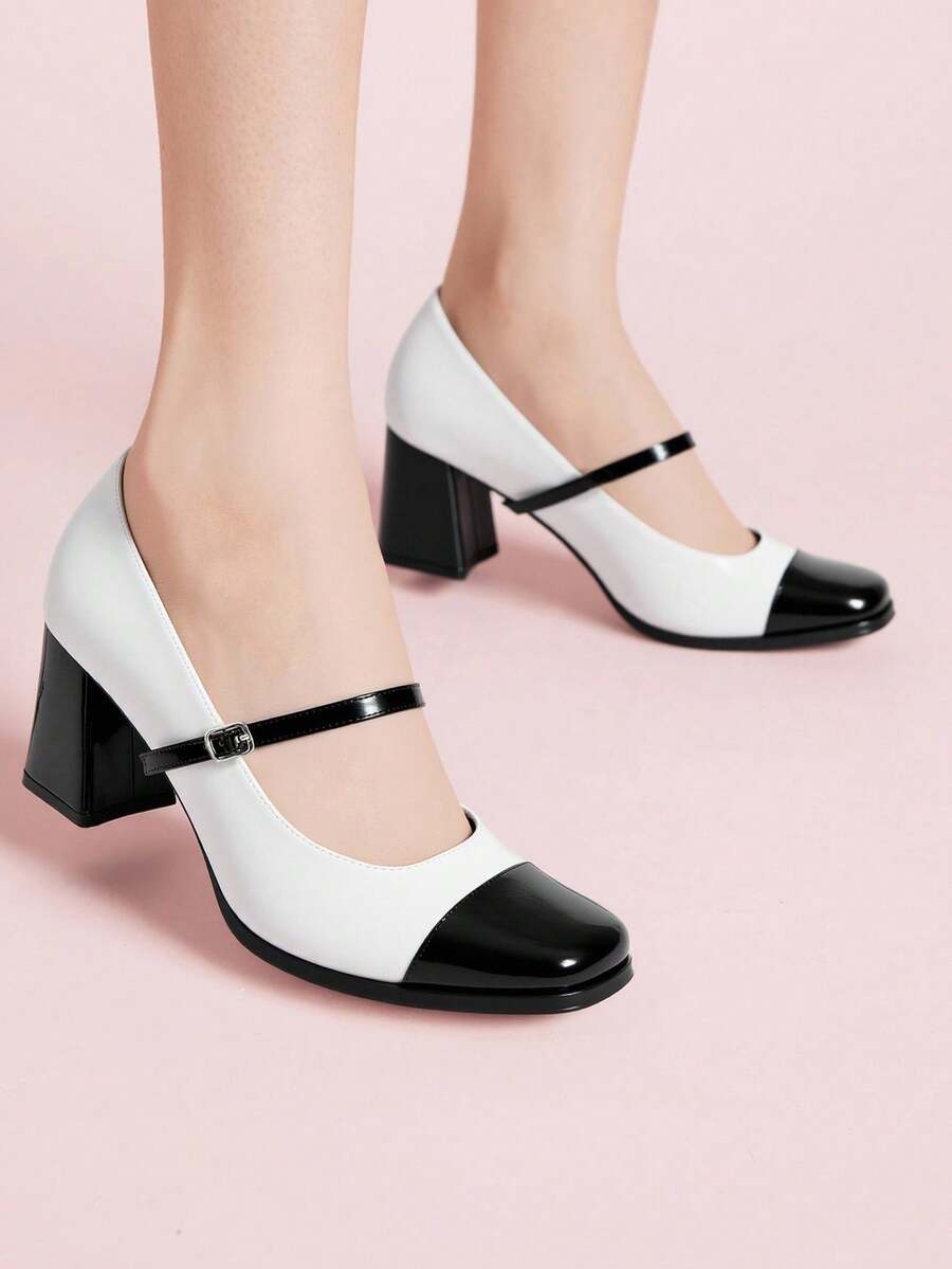CUCCOO DOLLMOD Cuccoo Women's Fashionable And Elegant Contrast Color High Heel Pumps - Black and White - View 1