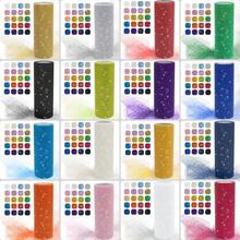 10 码 15 厘米闪光薄纱卷 闪光亮片薄纱网眼芭蕾舞裙欧根纱桌旗婚礼装饰 - 彩色 - 查看 7