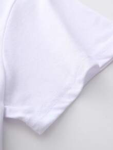 SHEIN 女式常规休闲印花短袖圆领T恤 - 白色 - 查看 4