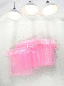50pcs Organza Gift Bags With Drawstring Cord For Jewelry, Candy, Wedding, Party - Pink - View 2