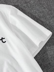 SHEIN 2pcs Tween Boy Casual Round Neck Graphic Short Sleeve T-Shirt & Plaid Shorts Pajama Set, Boys Night Clothes, Boys Sleepwear, Plaid Pajama Set